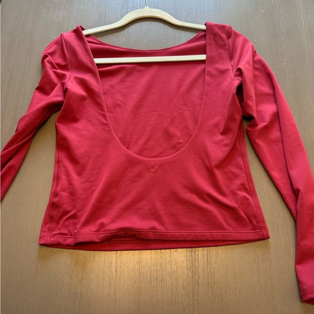 Aerie Vibrant Red Long Sleeve Top with open back - Picture 2 of 3